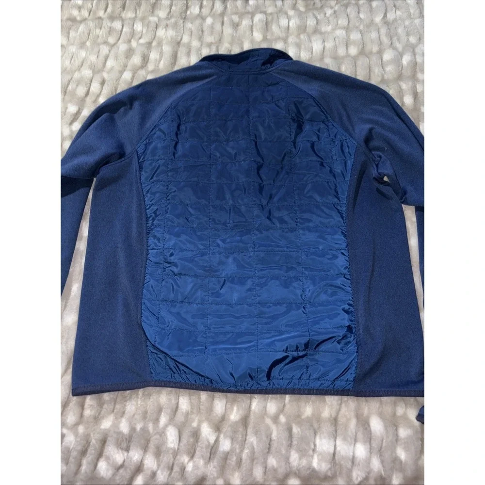 Orvis Jacket Mens XL Blue Hybrid Mixed Media Quilted Fleece Full Zip Puffer